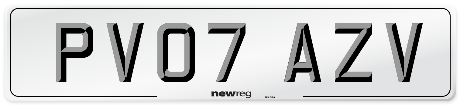 PV07 AZV Number Plate from New Reg